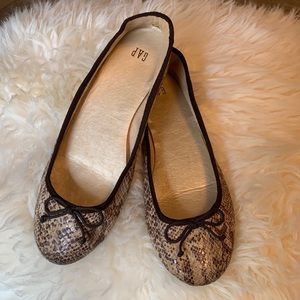 GAP Snake-print Flats, Brown/Tan - Size 8